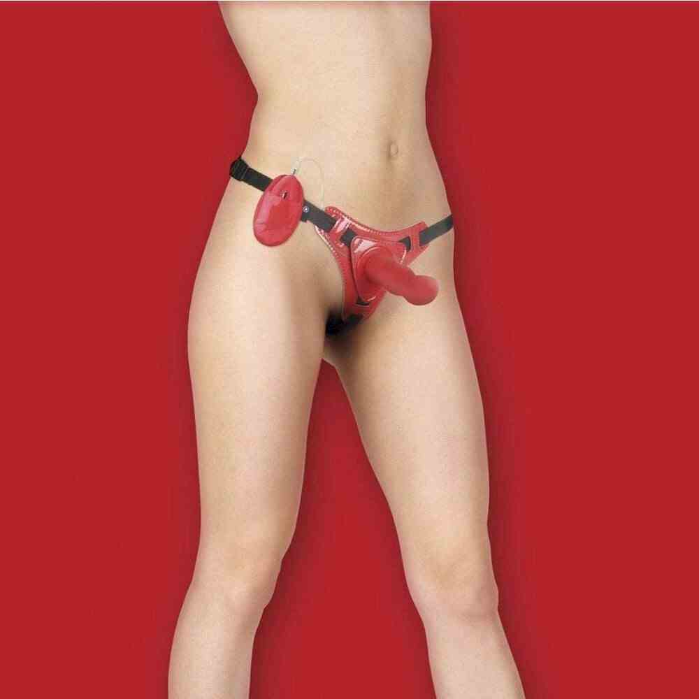 Strap-On Wibrujący Ouch Delight 15Cm, Czerwony