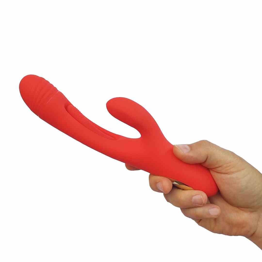 Wibrator Królik Z Języczkiem 3W1 Czerwony